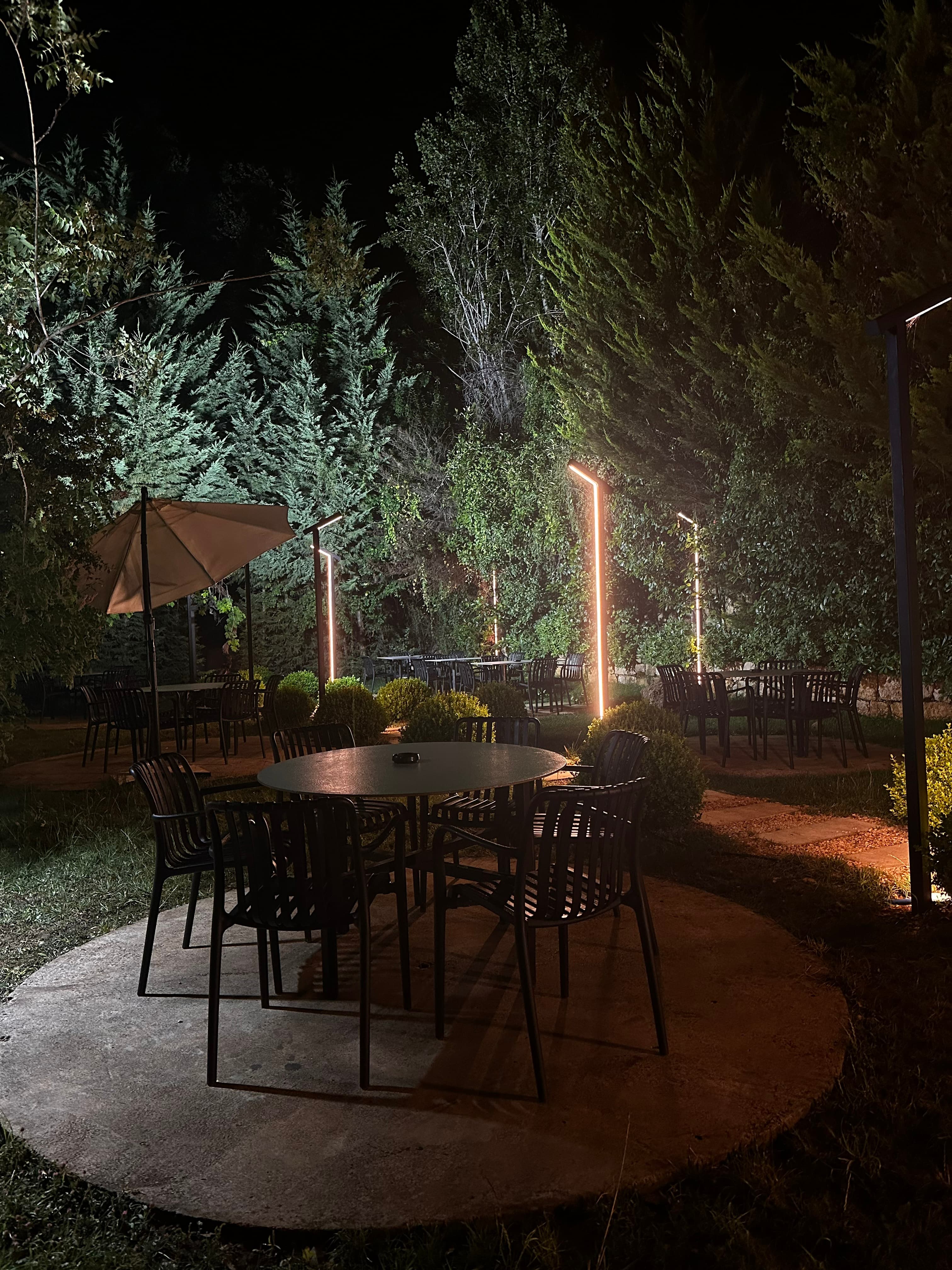 Evenings under the garden lights at The Lawn Cafe